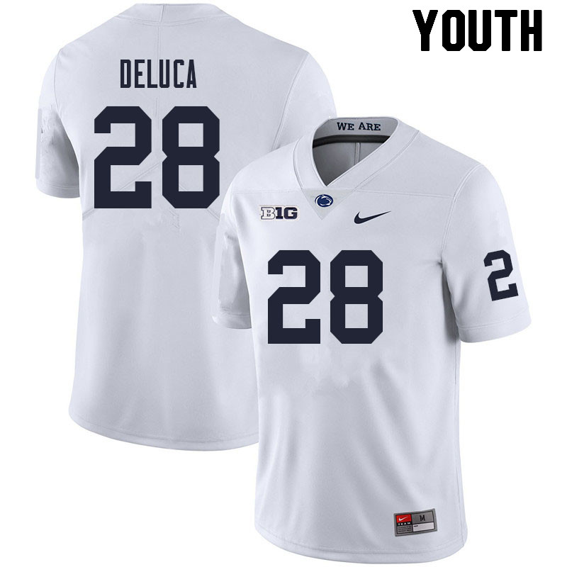 Youth #28 Dominic DeLuca Penn State Nittany Lions College Football Jerseys Sale-White